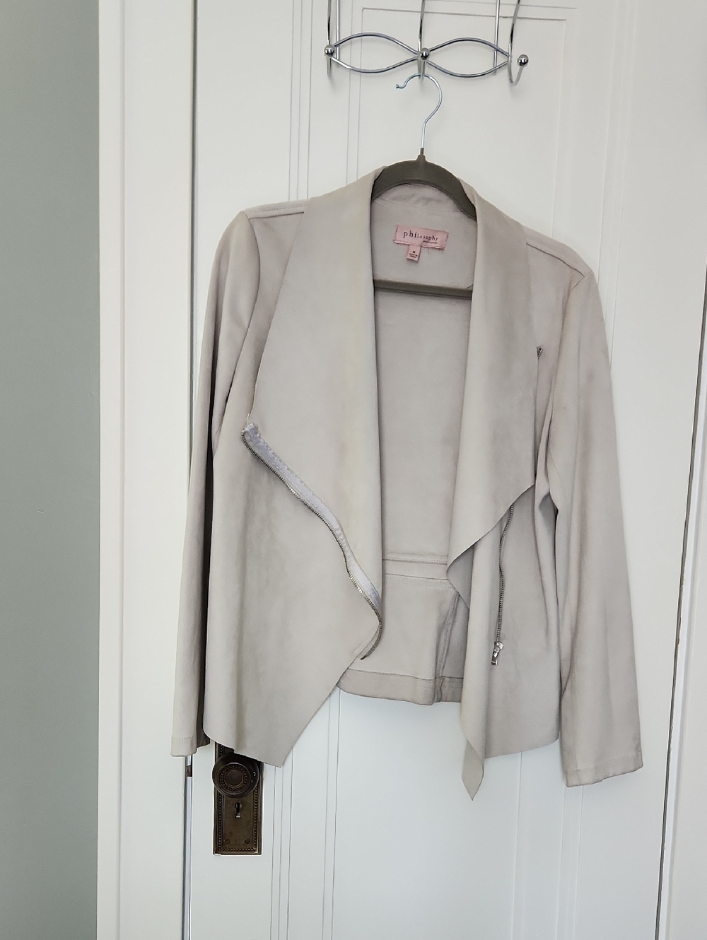 Faux Suede Draped Jacket
